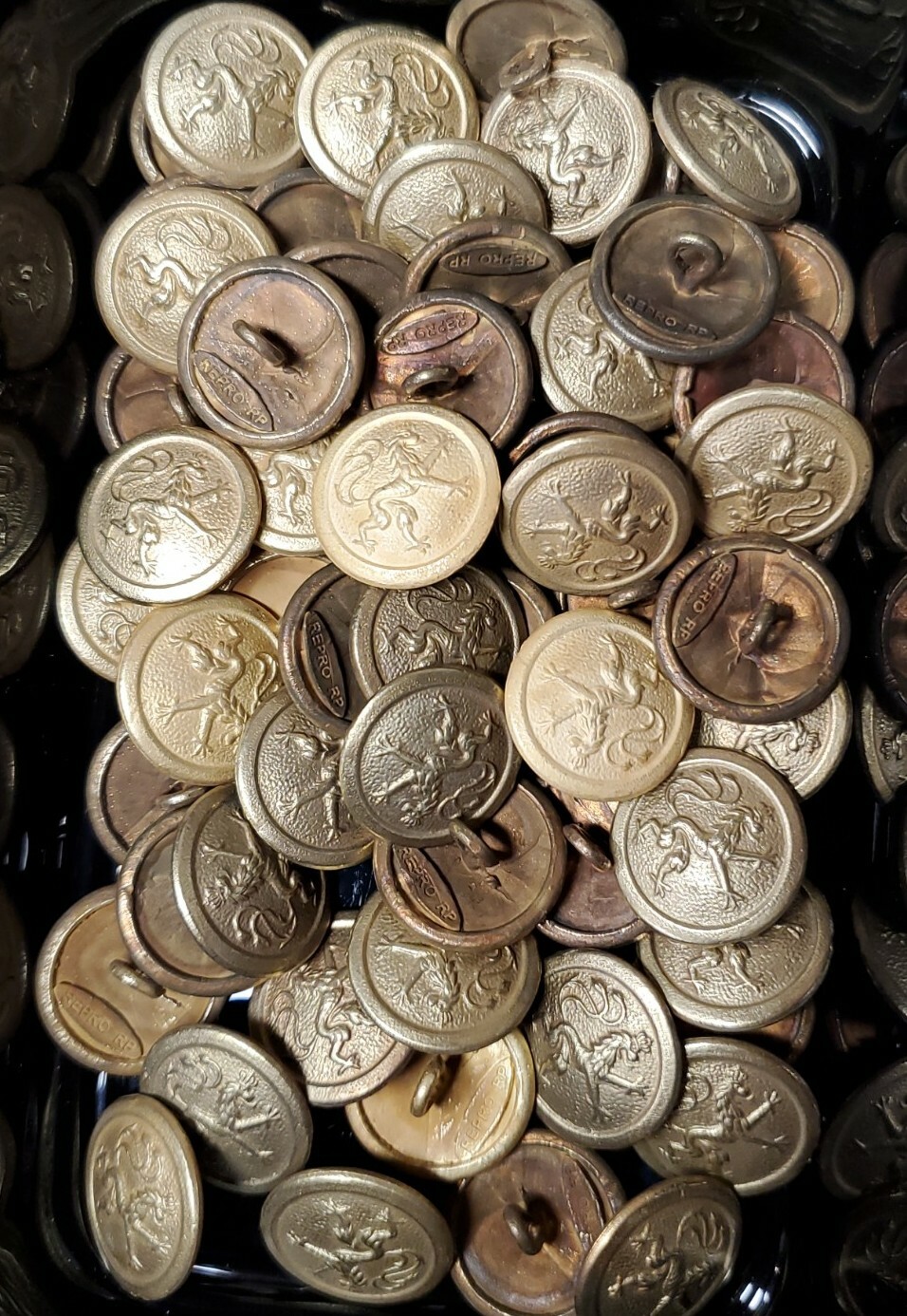 WWI German Bavarian Brass finish 21MM RIGHT FACING buttons by the each