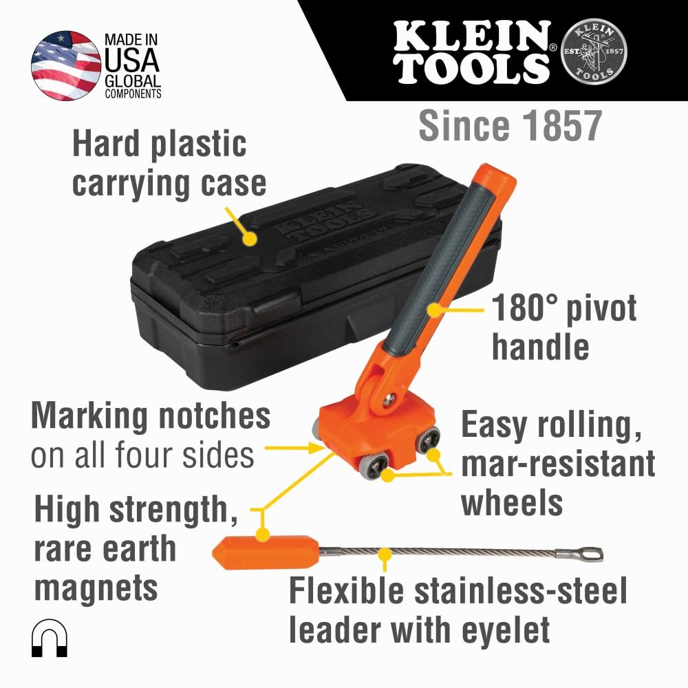 Klein Tools 50611 Magnetic Wire Puller, Pulls Electrical One Size, Orange