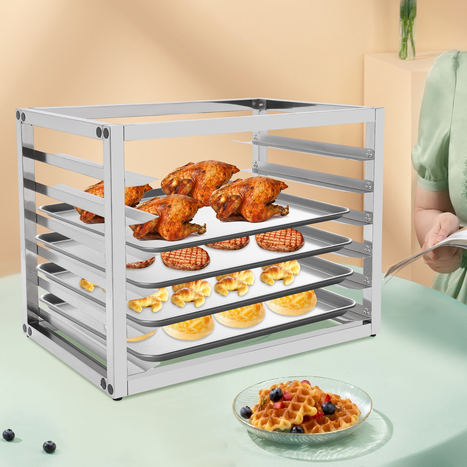 6 Tire End Load Half Height Bakery Bun Dough Baking Sheet Pan Rack Commercial