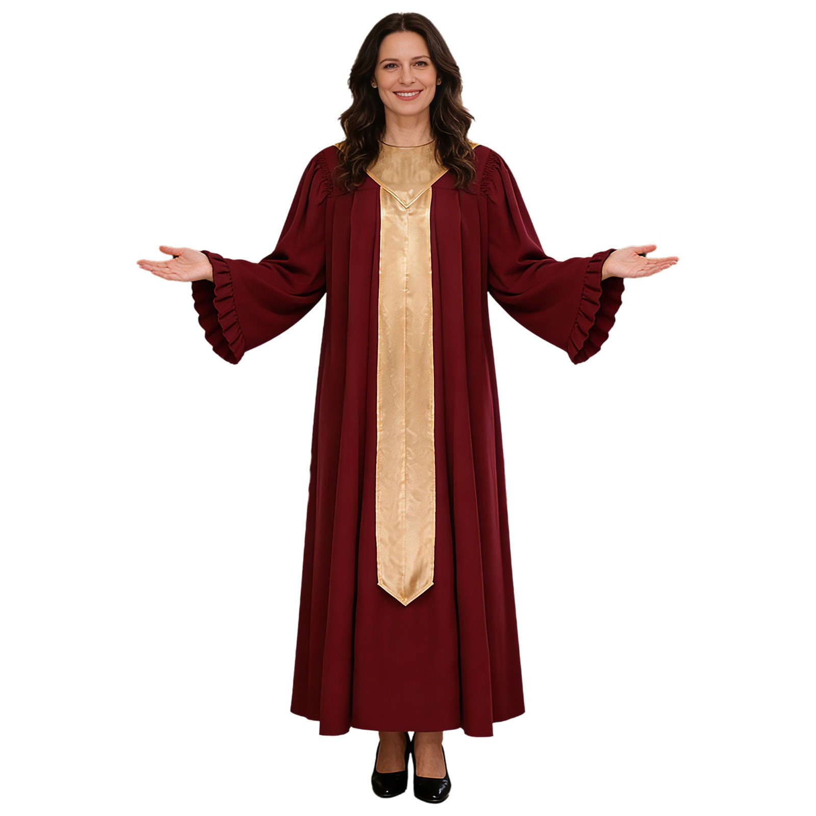 US Women's Clergy Costume Long Robe Pastor Event Stage Sash