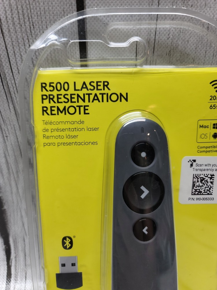 Logitech R500 Wireless Presenter Laser Presentation Remote Graphite 65ft New