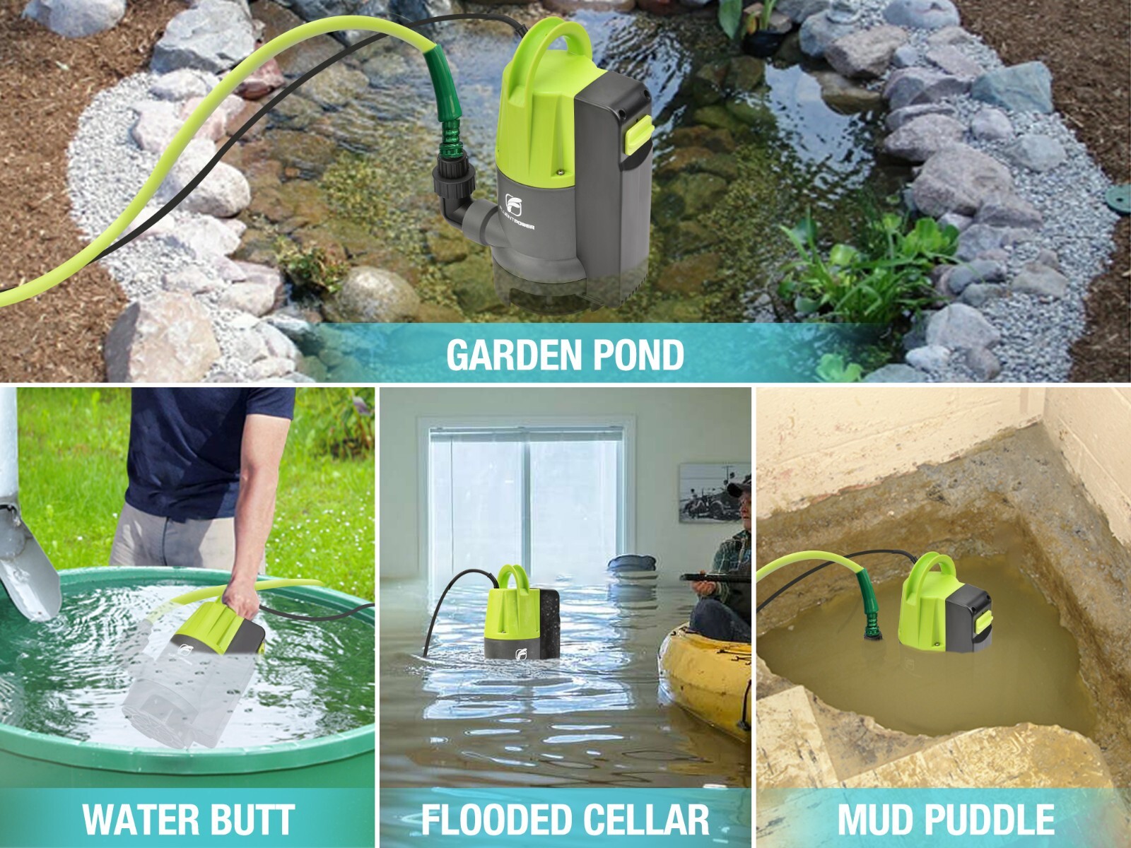 FLUENTPOWER 3/4HP 3700GPH Submersible Sump Pump with Integrated Float Switch