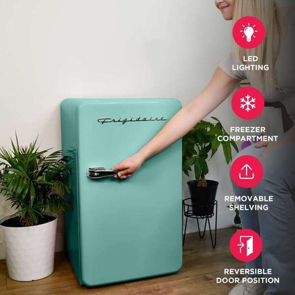 Frigidaire, 3.2 Cu. Ft. Retro Compact Refrigerator, Mint