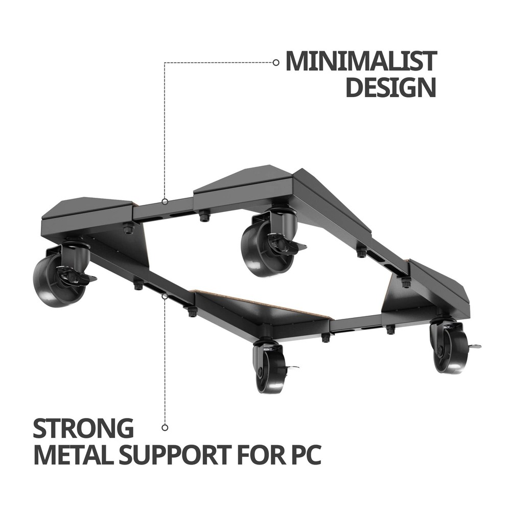 Bytesium PC Tower Stand – Metal Frame – Adjustable Width and Length – 4 Black