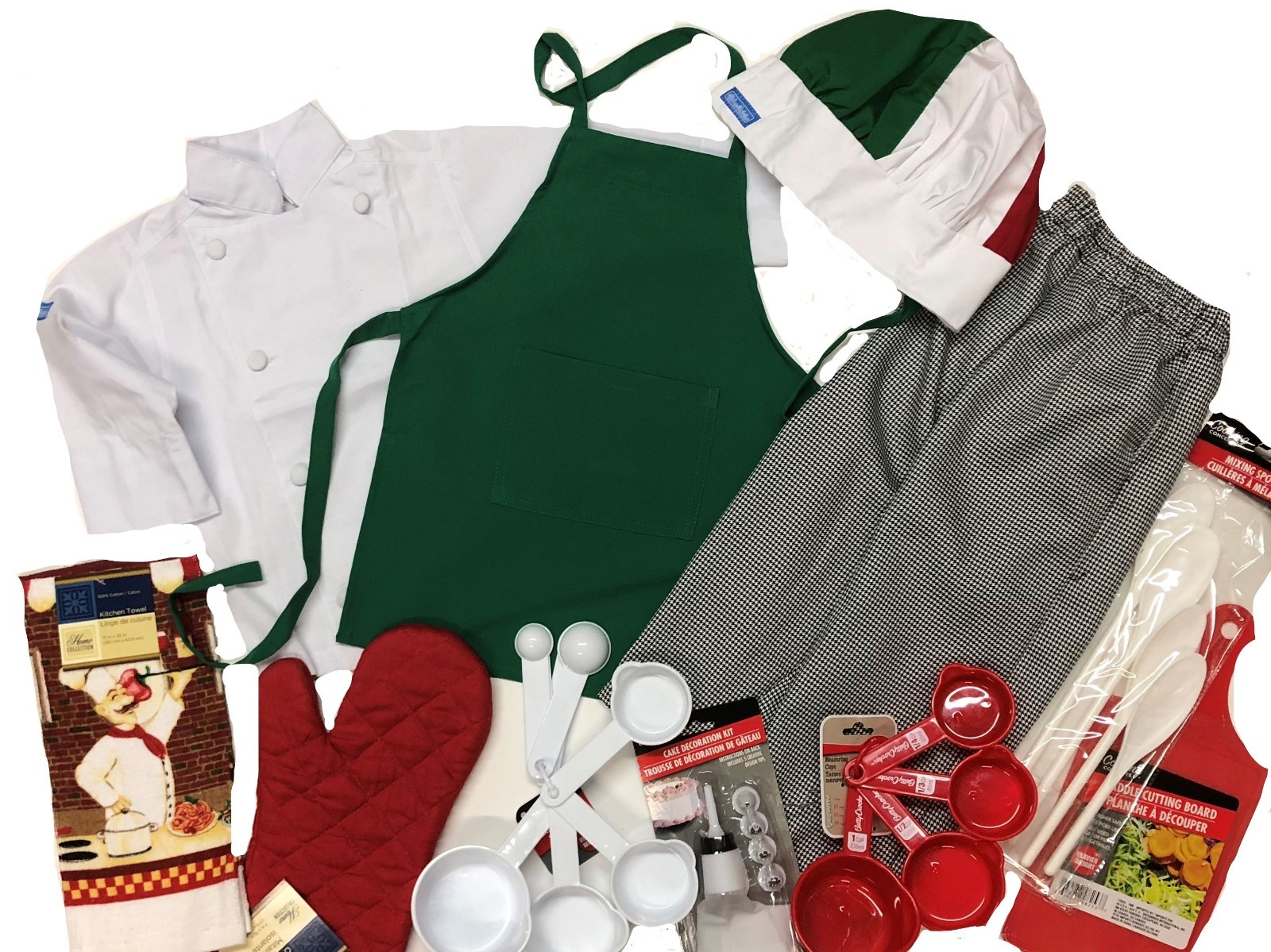 CHEFSKIN Children Small Chef Apron Hat Set White for Ages 3-8