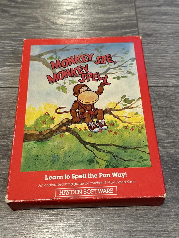 Vintage Hayden Software Monkey See Monkey Spell Spelling Computer Game Boxed