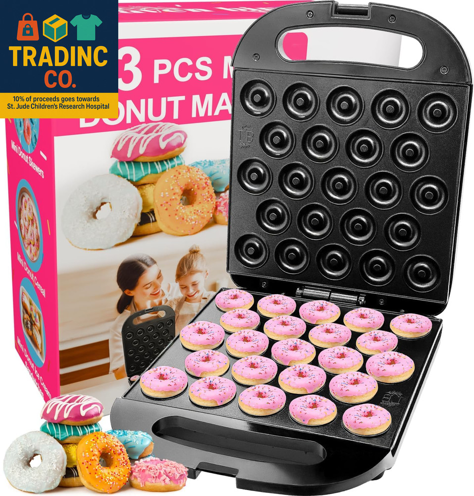 23 Mini Donut Maker Machine – Electric Donut Maker, Non-Stick, Fast Heating, Eas