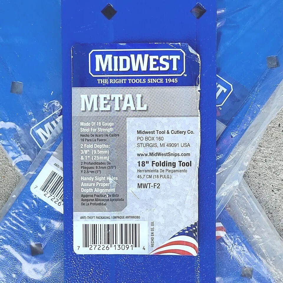 18" Sheet Metal Folding Tool For HVAC Midwest Tools MWT-F2 ~NEW FREE SHIPPING