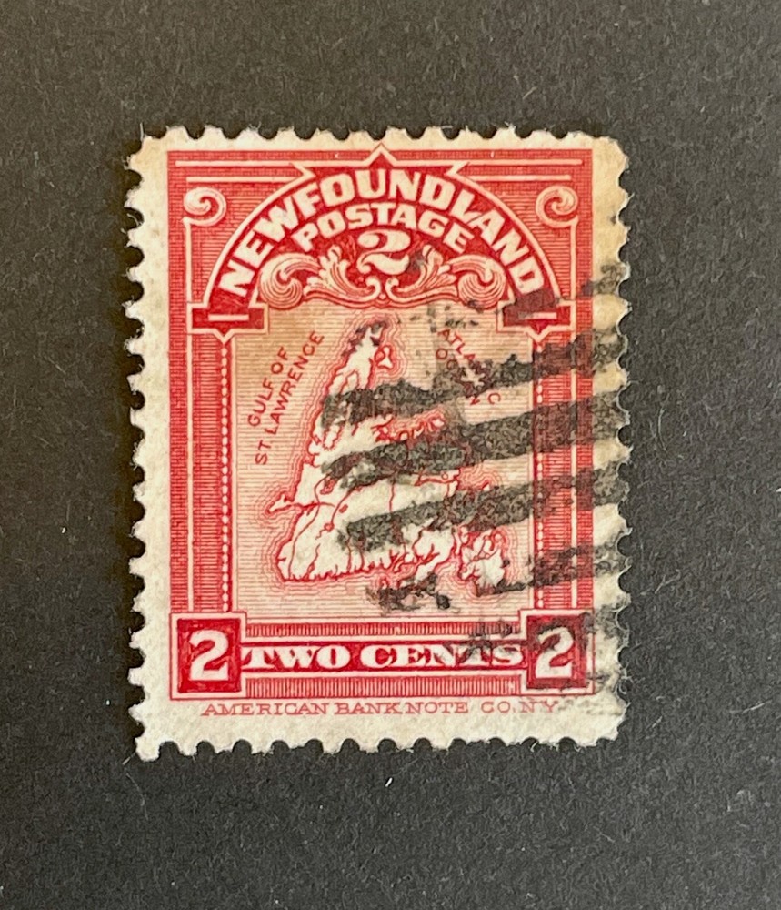 Newfoundland Scott 86 (1908) 2c Map used stamp previously hinged