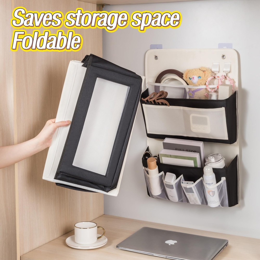 Foldable Hanging Organizer Storage Bag Space Saving Closet Multiple Pockets