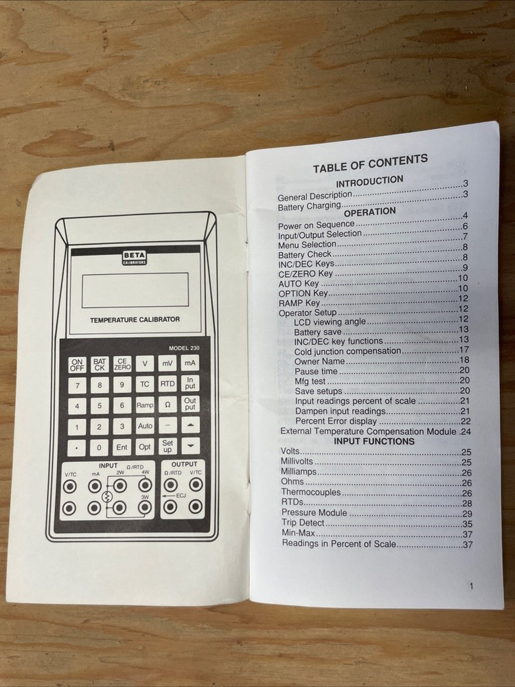 Beta / Model 230 Temperature Calibrator Manual - ORIGINAL