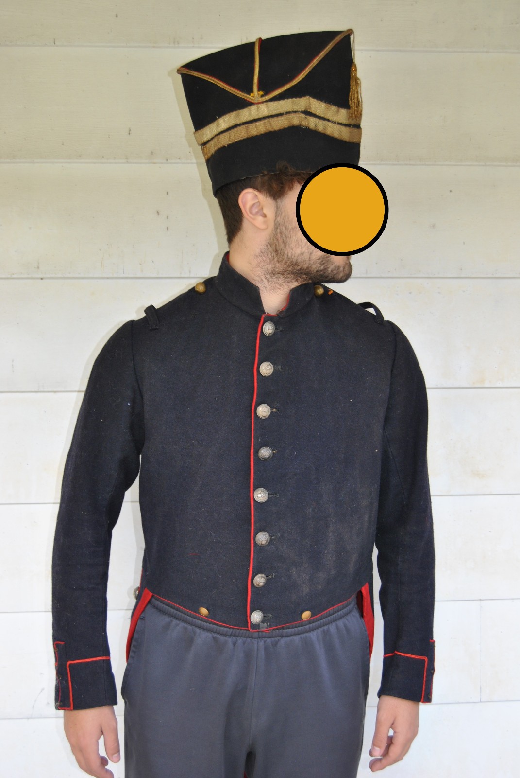 Late 1800s Old French Parisian Theatre Napoleonic Uniform Tunic and Bonnet