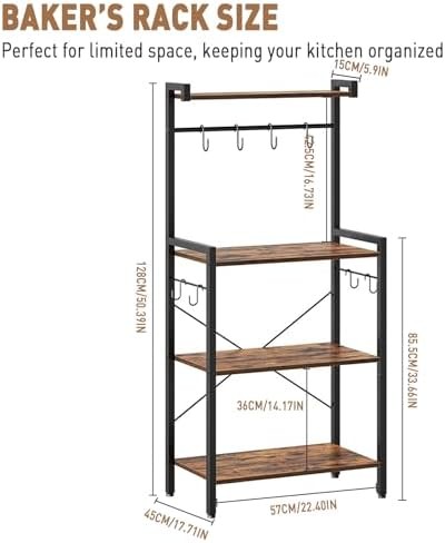 4 Tier Baker Rack Kitchen Shelf with Power