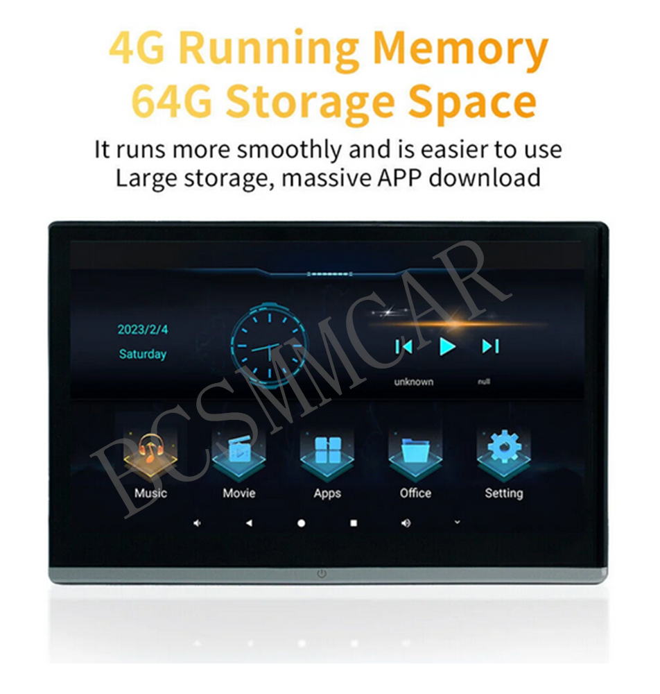 2pcs Android 11 Car TV Touch Screen Headrest Monitor For Rear Seat Entertainment