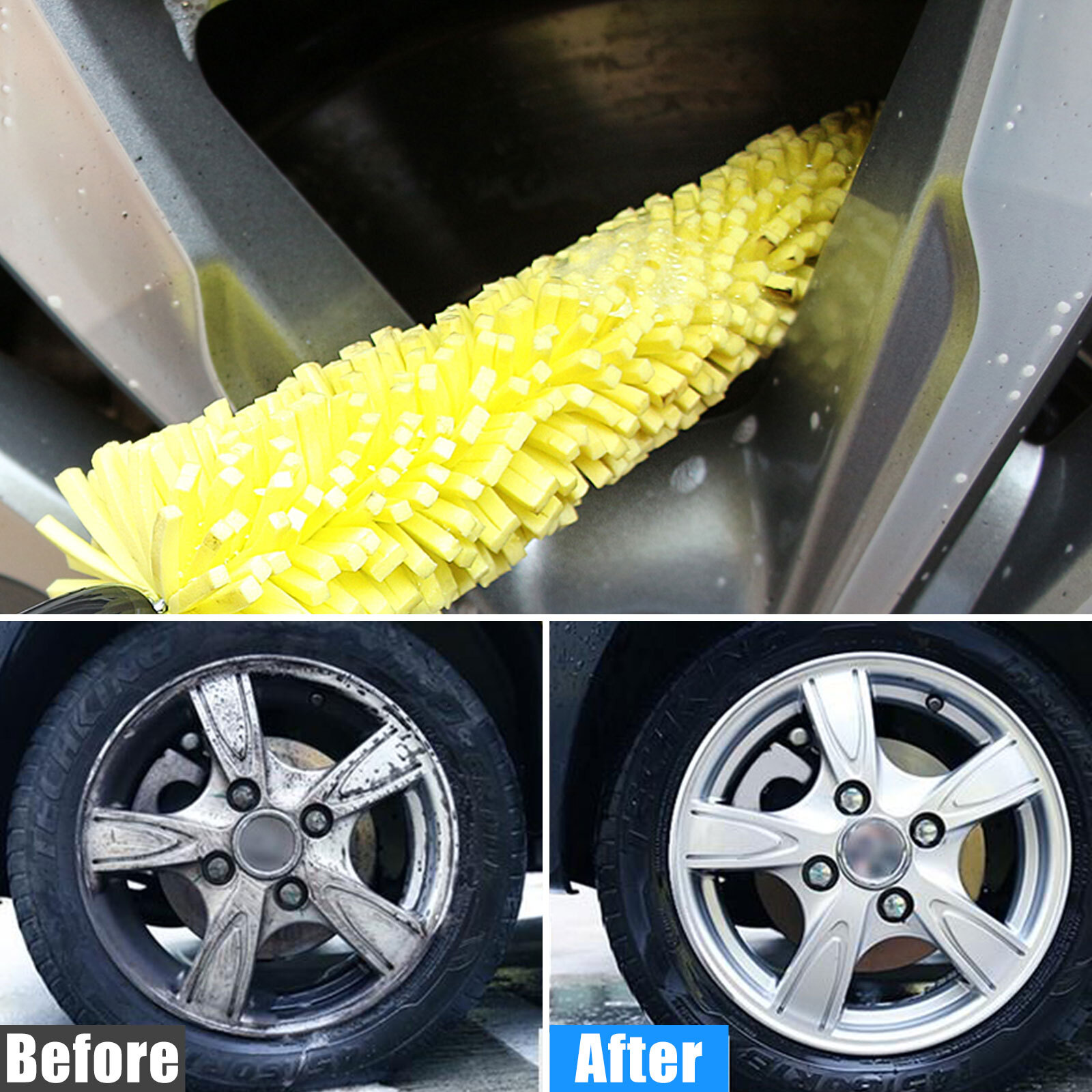 4PCS Car Detailing Cleaning Brush Tire Rim Washing Scrub Wheel Cleaner Tool Kit