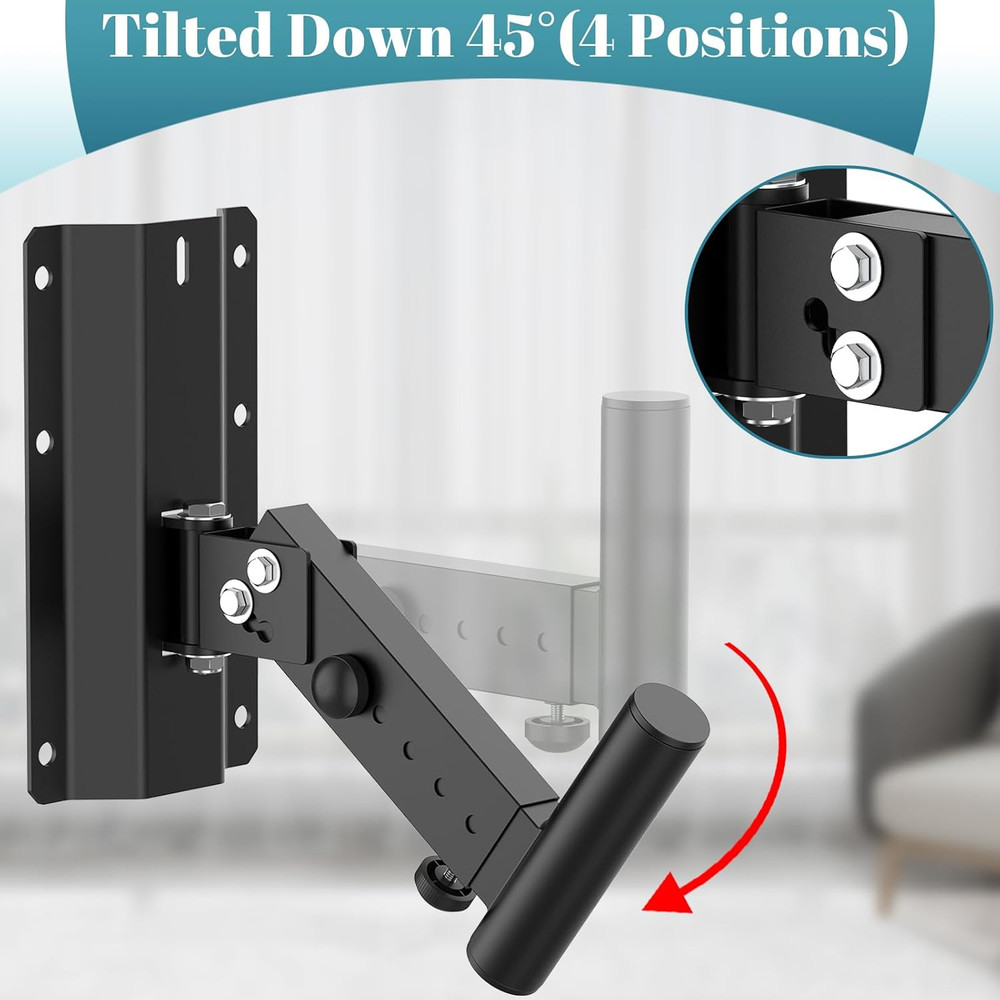Heavy Duty Adjustable PA Speaker Mount Bracket - 110Lbs Capacity, 2 Pack