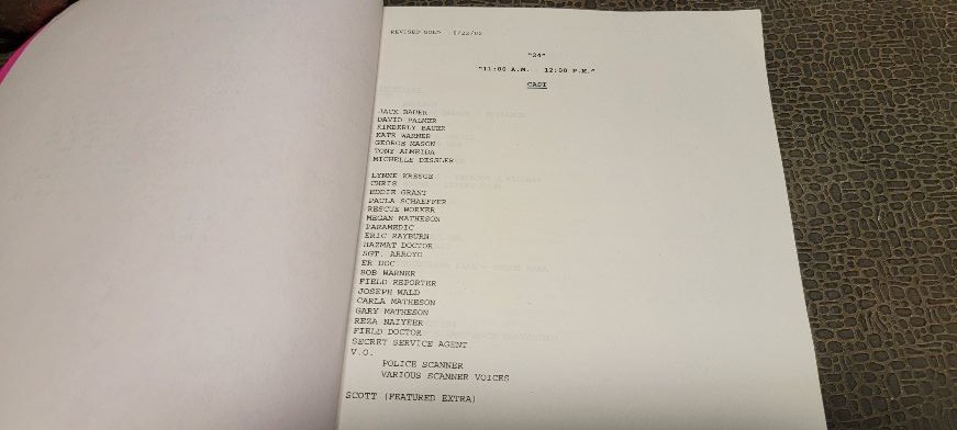 24 - Original Authentic Shooting Script "11:00am - 12:00pm" S2 Episode 4