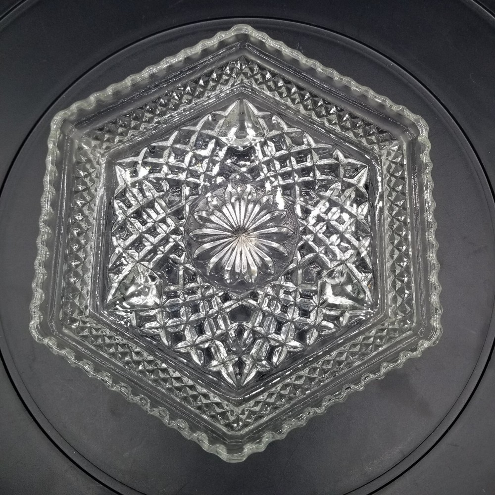 Anchor Hocking WEXFORD CLEAR - FOOTED HEXAGONAL TRAY/DISH