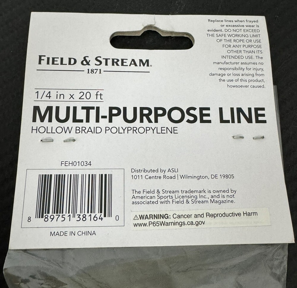 Field & Stream 1/4"x20’ Floating Hollow Braid Rope Multi-Purpose Line