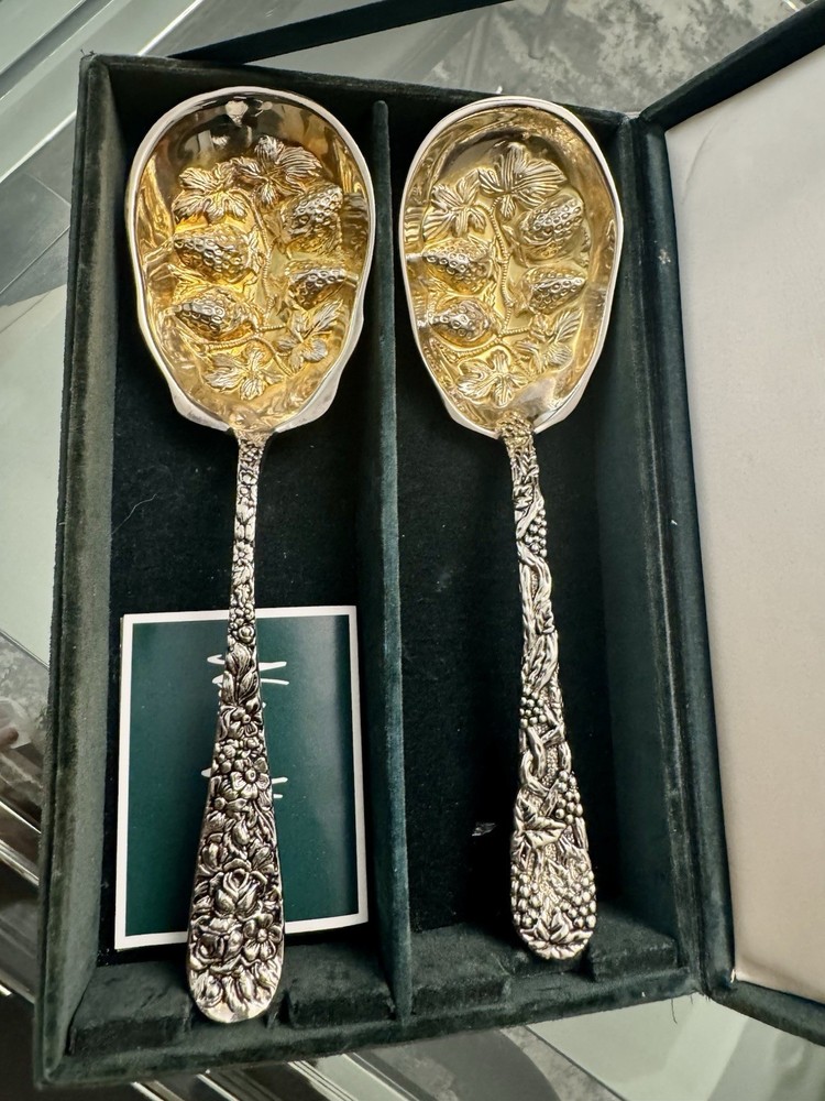 Neiman Marcus Godinger Silver Art Company Ltd. Strawberry Service Spoon Box Set