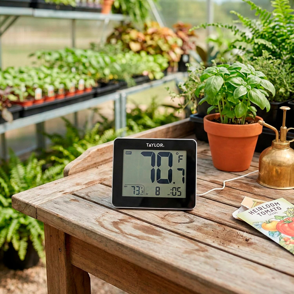 Wired Digital Indoor Outdoor Thermometer with LED Display, Wired Probe Sensor fo