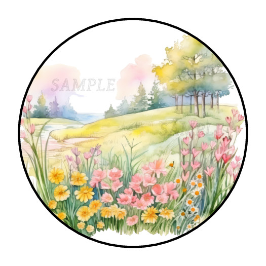 Spring Flowers Meadow stickers labels tags envelope seals