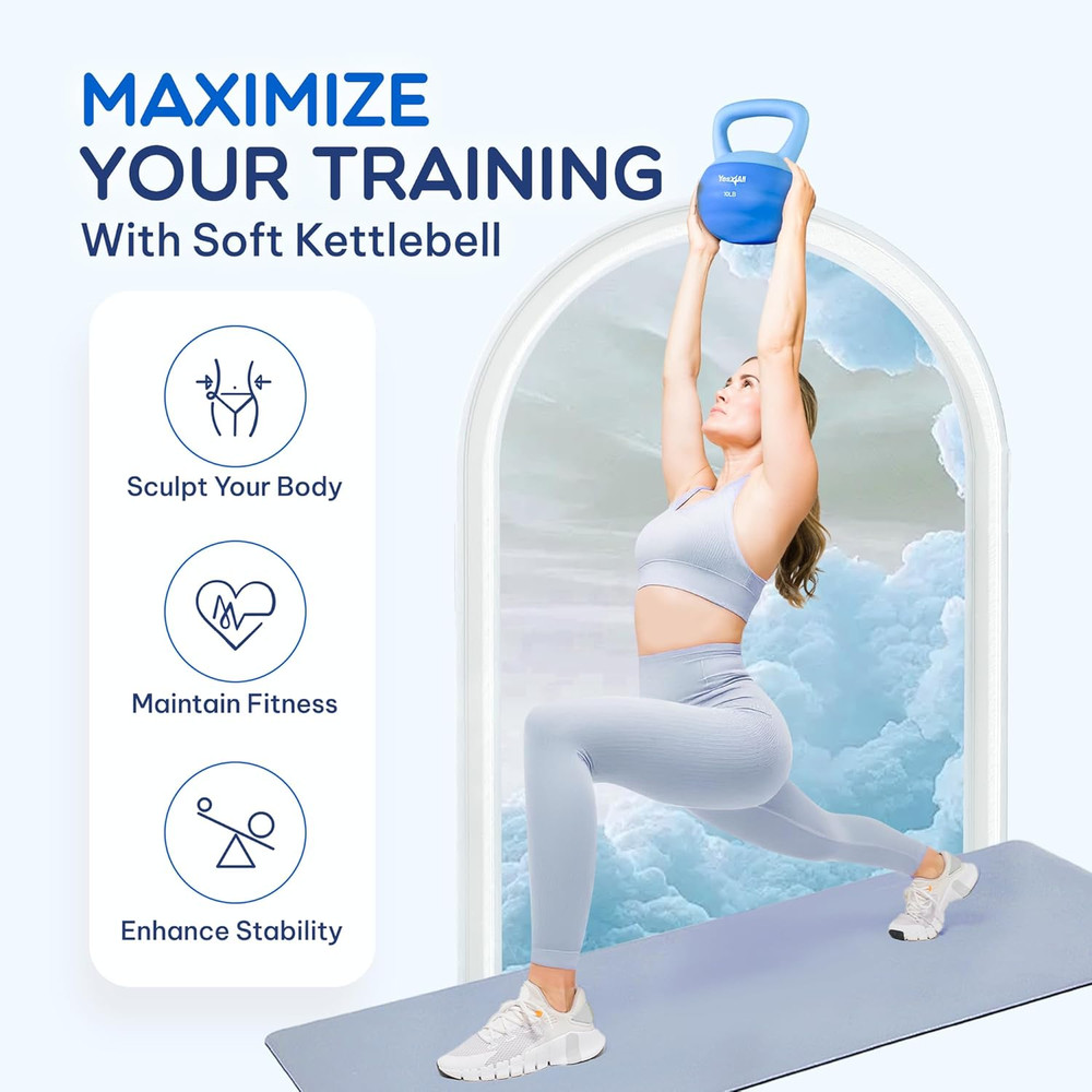 Soft Kettlebell, PVC Kettlebells Exercise Weights & Color-Coded Strength Trainin