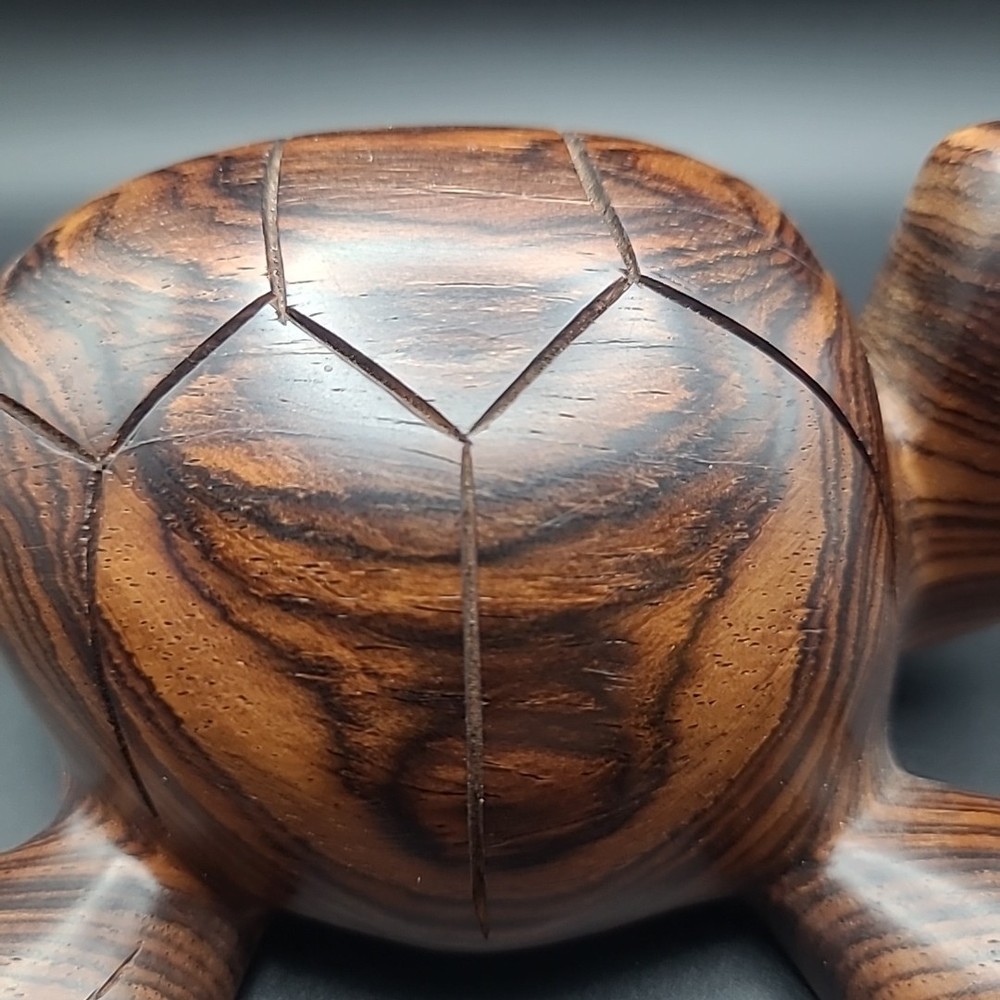Hand Carved Dark Wood Turtle