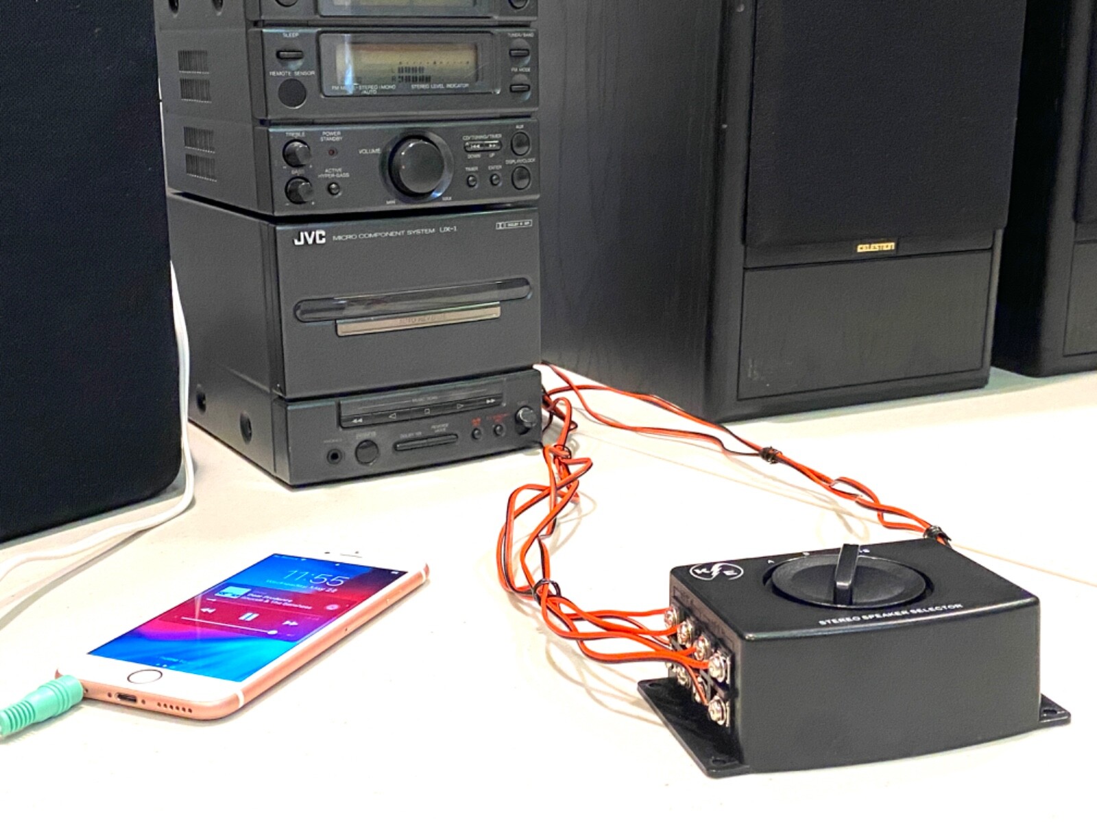 A/B A B A+B Stereo Speaker Selector Switch Switcher Combiner 2 Way Black Box