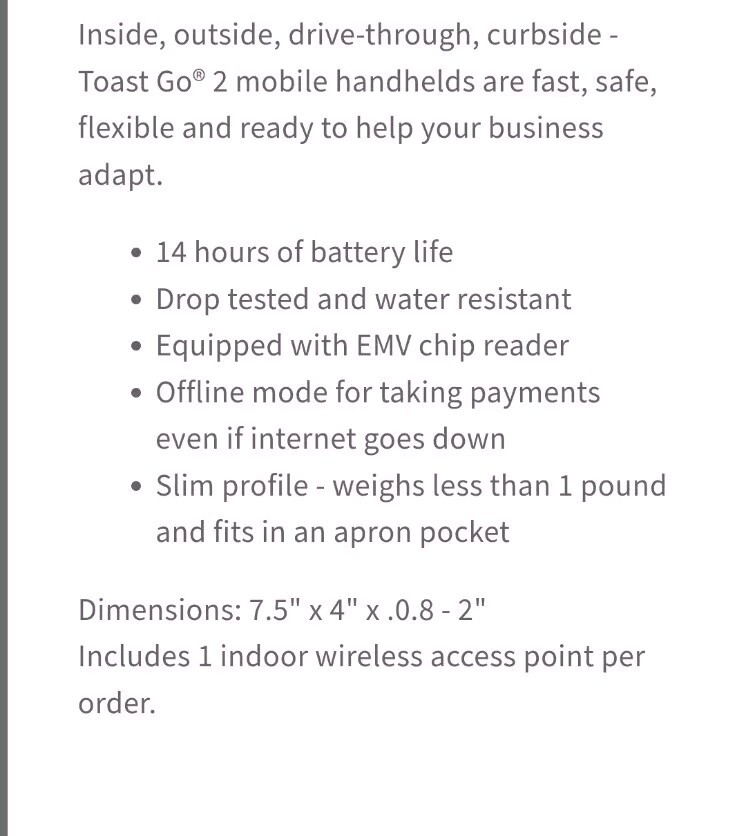 Toast Handle Terminal Wireless