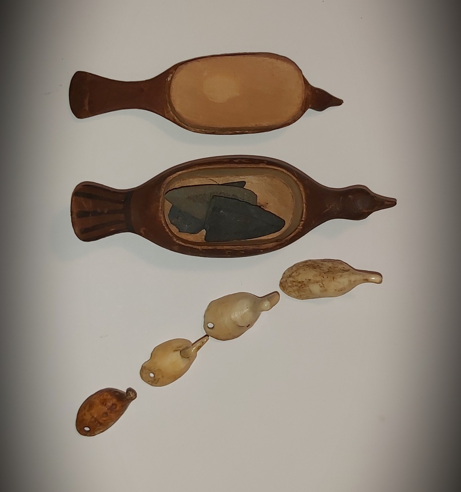 Alaska, Native Inuit, Box / Game Birds / Spear Points. 19th century.