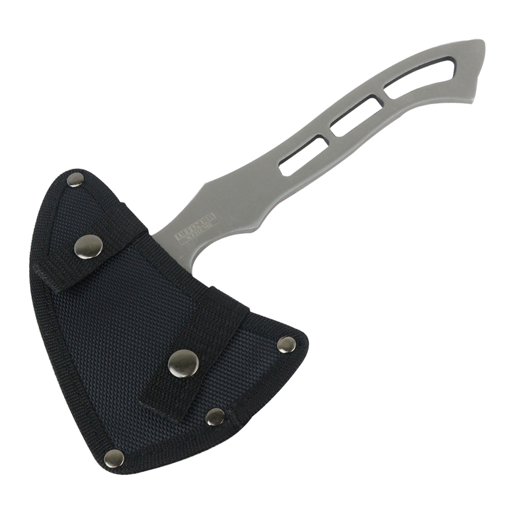 2PC DEFENDER SOLID STAINLESS Sharp Hunting Camping Hatchet AXE & Sheath Set