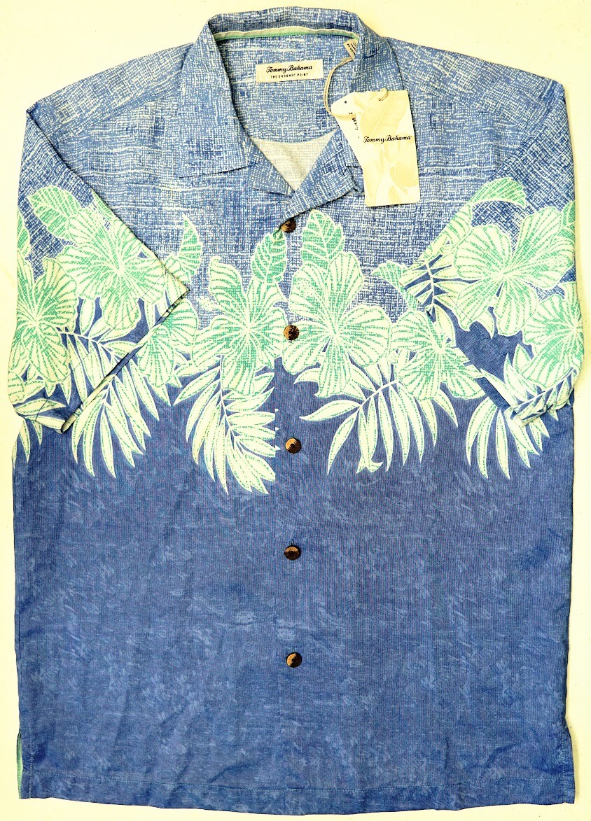 Tommy Bahama Coconut Point Across the Frond Camp Shirt Blue
