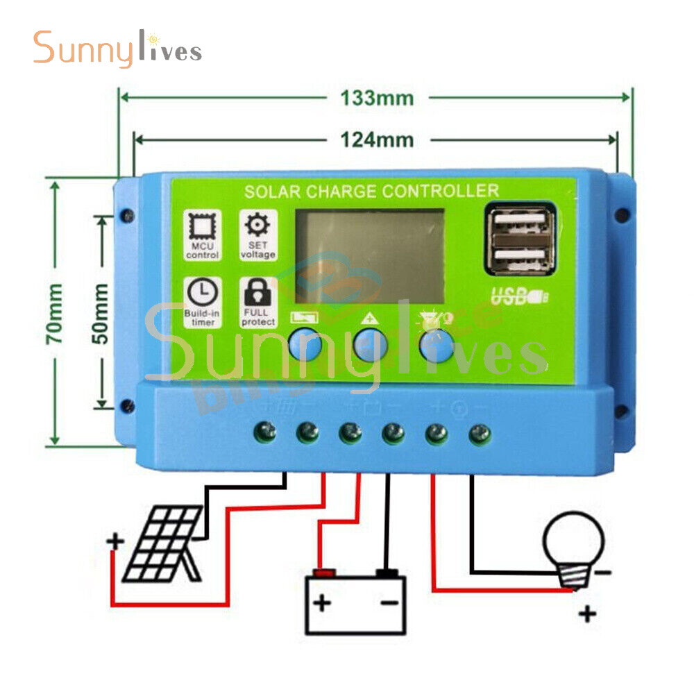 10A 20A 30A LCD display Photovoltaic Solar Charging Universal Controller