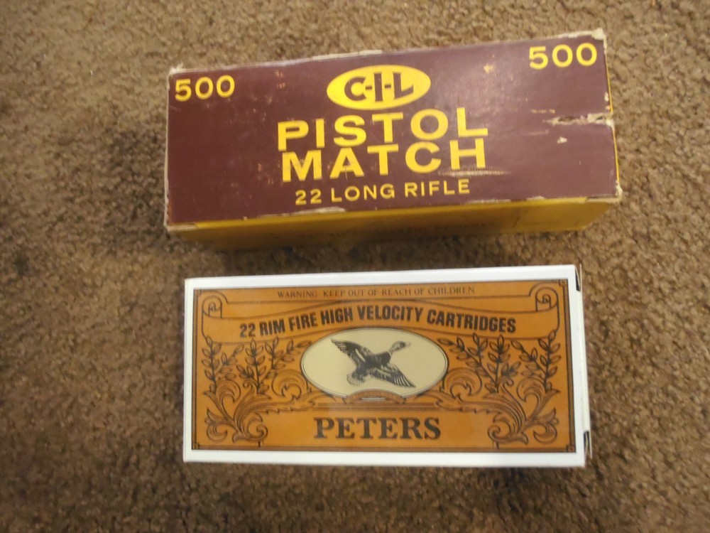 2 EMPTY 22  BRICK MINTS-Vintage .22 -EMPTY-PETERS-CIL PISTOL