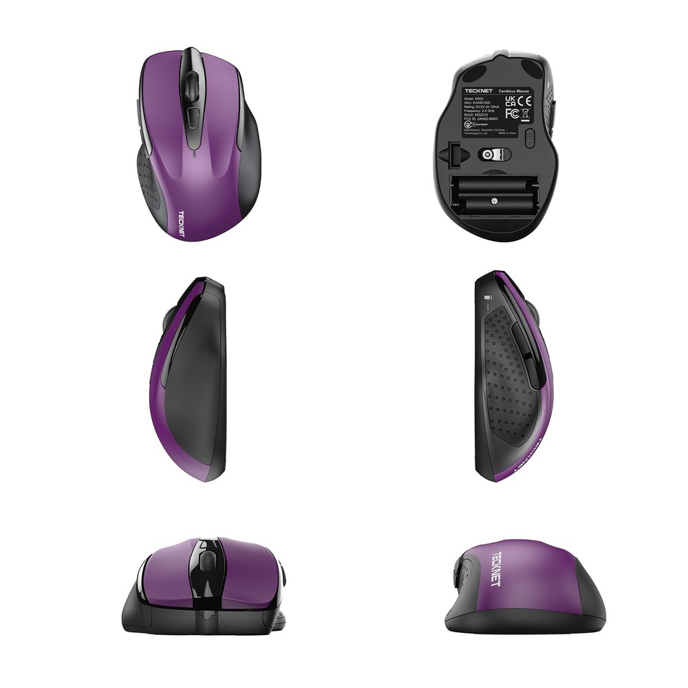 TECKNET Wireless Mouse, 2.4G Ergonomic Optical Computer medium, Purple