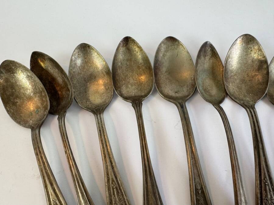 13 Vintage Silver Plated Spoons Lot Various Designs Styles Makers Crafts Art