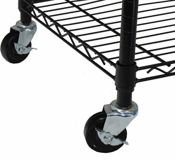 Heavy Duty Rolling Garment Rack Adjustable Shelves Hooks Black