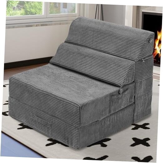 Comfy Folding Sofa Bed - Convertible Sleeper Sofa Fold Out Single Dark Grey