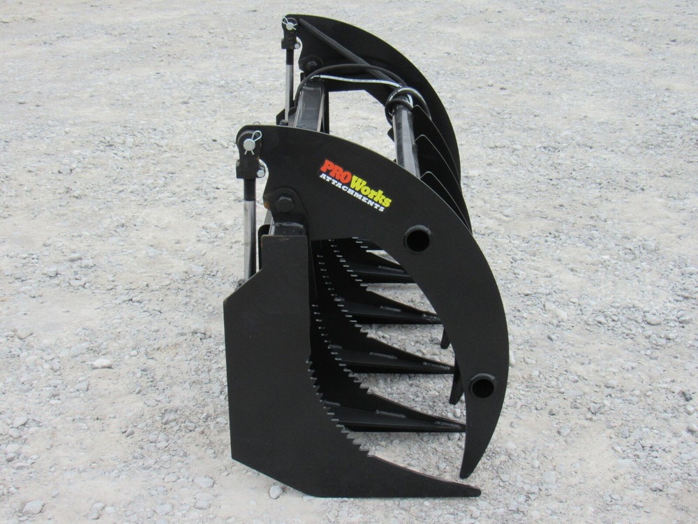 72" Brush Root Rake Clam Grapple Attachment Fits Skid Steer Tractor Quick Attach