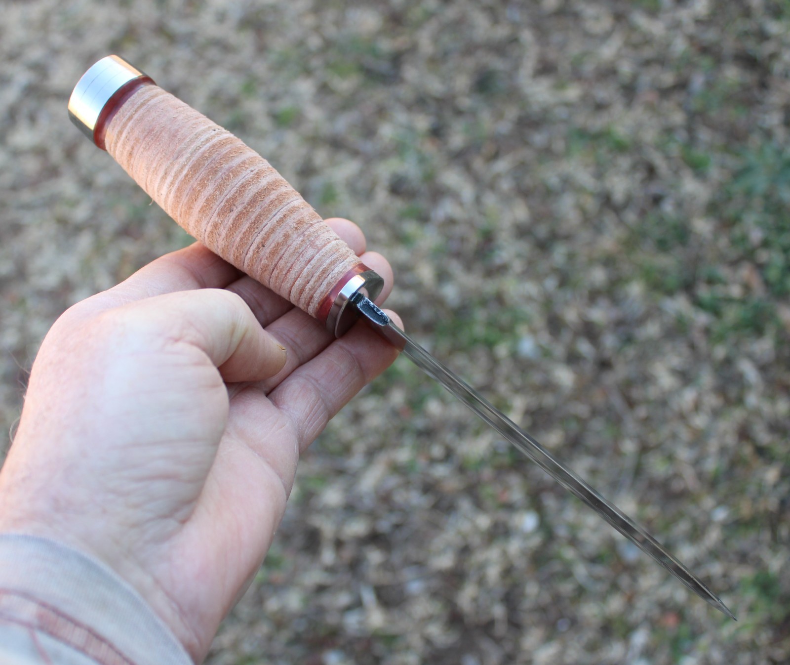 BGCK&T Custom Cattaraugus 225-Q Knife With New Leather Handle Sheath Full Blade