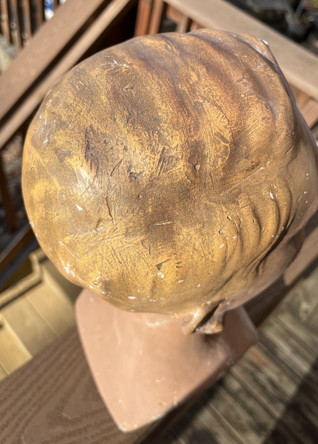 Antique, 1900’s Plaster Child Mannequin Bust, German, Brown Eyes, Blond Hair