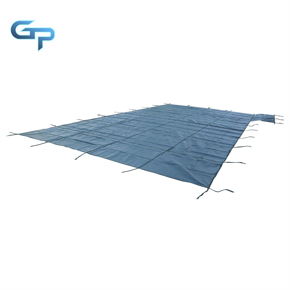 Solid Rectangular Pool Safety Cover With 4'x8' Right Step and Drain For 20x40FT