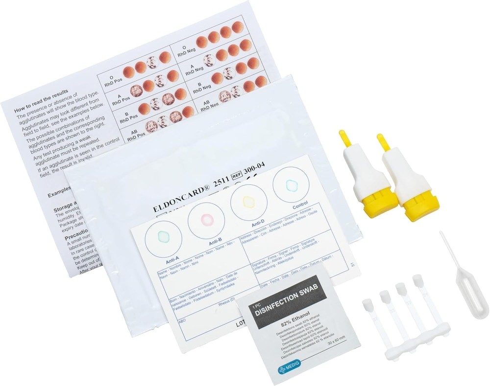 Complete Blood Type Kit - Reliable Home Testing for A, B, O, AB & RH-