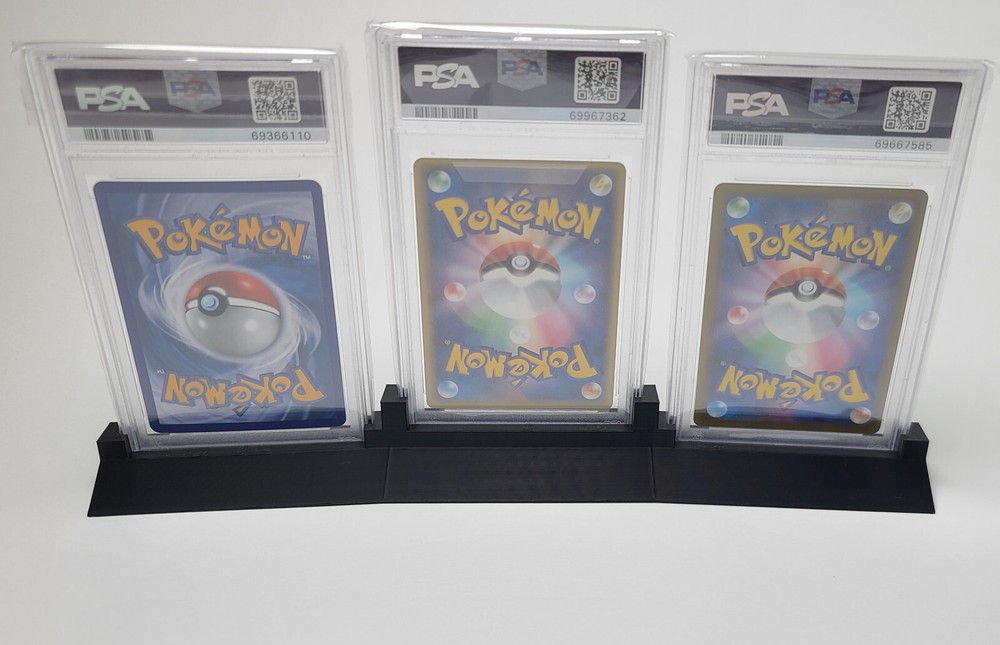 Triple Holder PSA Graded Card Display Stand Black
