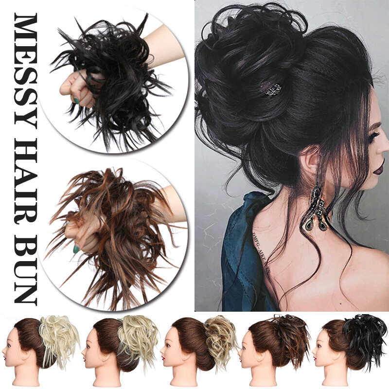 7" Messy Bun Hair Piece Scrunchie Updo Real Thick Hair Extensions as Human Hair