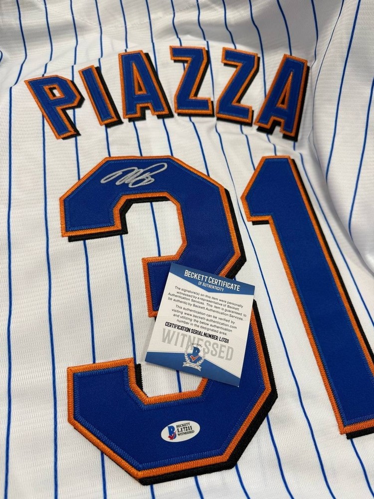 Hand Signed METS Team Jersey Autographed Mike Piazza BAS COA