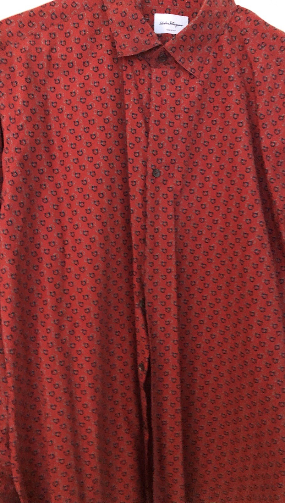 Salvatore Ferragamo Gancini Logo Button Shirt Men's Red XXL