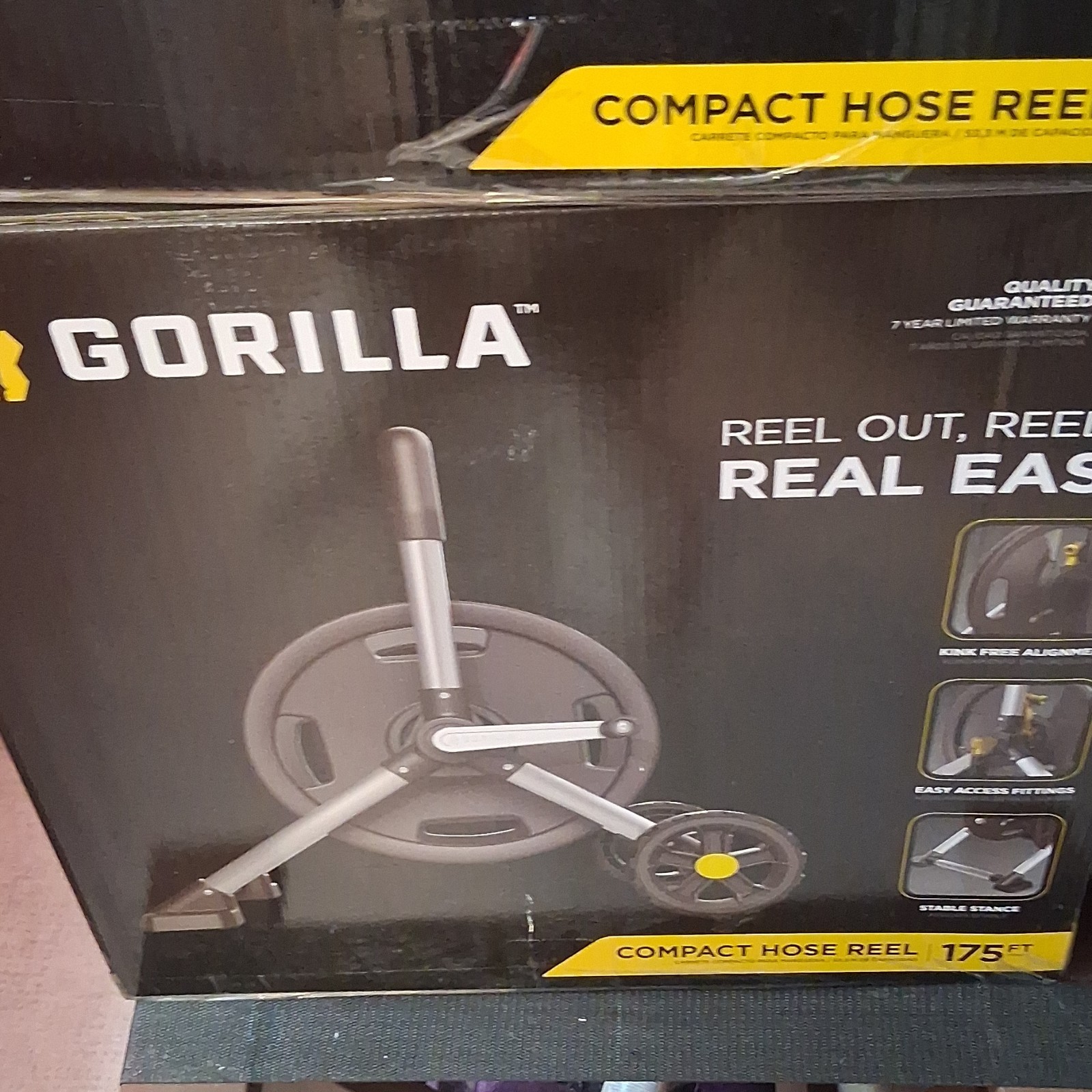 Gorilla Hose Reel 175 ft Kink Free Alignment Easy Access Stable Stance Outdoor