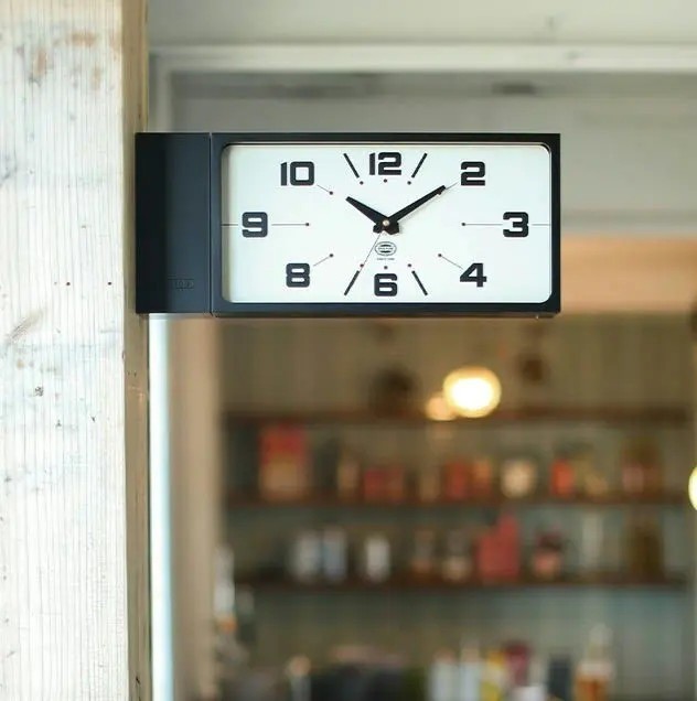 Dulton Double Face Wall Clock H21-0362BK Black Rectangle Magnet Type Japan